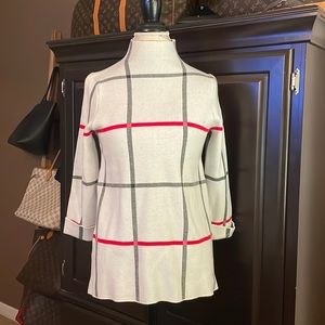 Window pane mock neck sweater